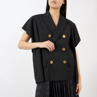 Sacai - Double breasted cutout sleeve jacket