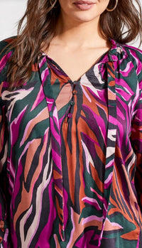 TRIBAL Raglan Long Sleeve Blouse With Pleat Detail in alpine green - women's blouse - alternate view