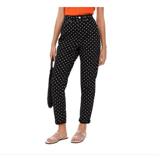 Topshop - High Rise Polka Dot Mom Jeans