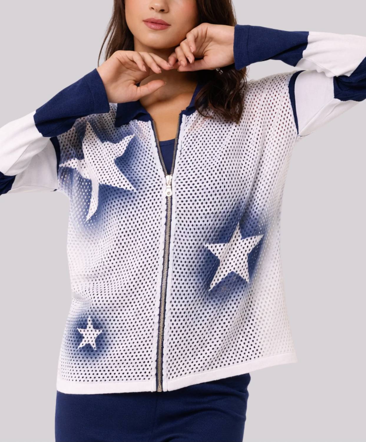 Angel Apparel - Crochet Star Zip-Up Jacket