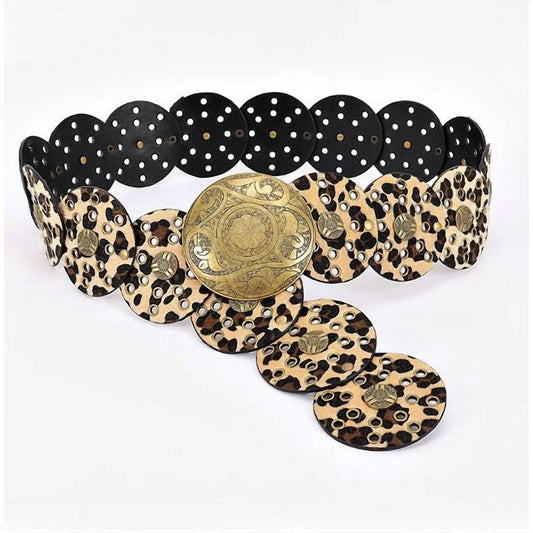 3Am By H&D Accessories - Women's Faux Fur Disc Concho Belt