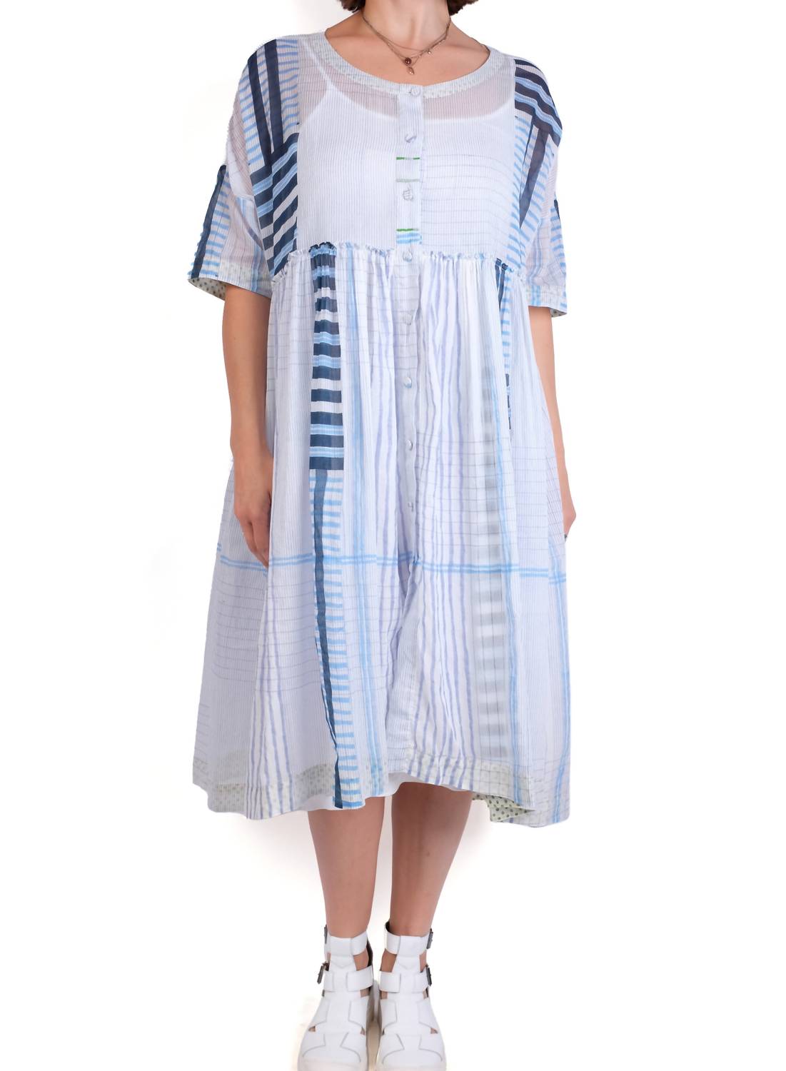 Eka Design Studio - Stripe Crewneck Midi Dress
