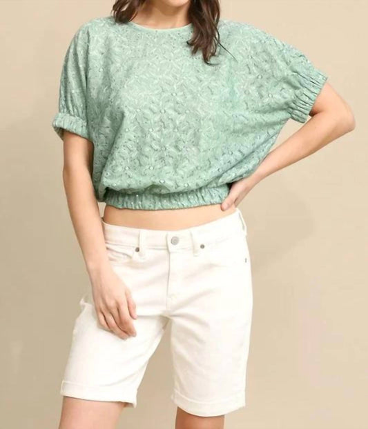 Gigio - Floral Lace Sequin Sparkle Crop Top