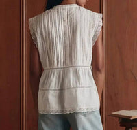 The Great. - Sonnet Pintuck Detail Top