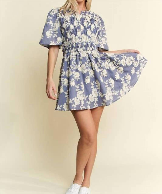 Jade By Jane - Floral Print Embroided Mini Dress