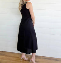 Blu Pepper - Button Down Sleeveless Split Hem Linen Midi Dress