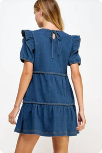 Strut & Bolt - Braid Trim Detail Tiered Mini Dress