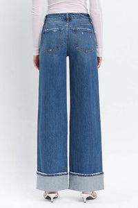VERVET BY FLYING MONKEY Kris Baggy Wide Leg Jean in blue - women's jeans - alternate view
