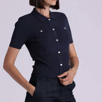 Minnie Rose - Short Sleeve Collar Shirt With Pockets