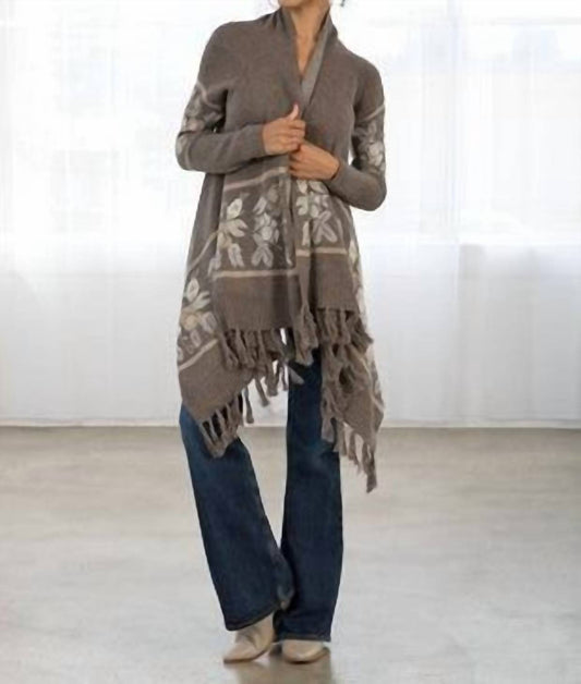 Lovestitch - Western Floral Knit Fringe Trim Cardigan