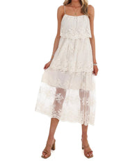 Storia - Heirloom Floral Tiered Lace Midi Dress