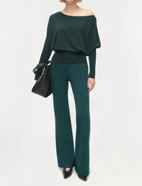 SIMKHAI Lavina Off Shoulder Sweater in emerald - women's sweater - view 5