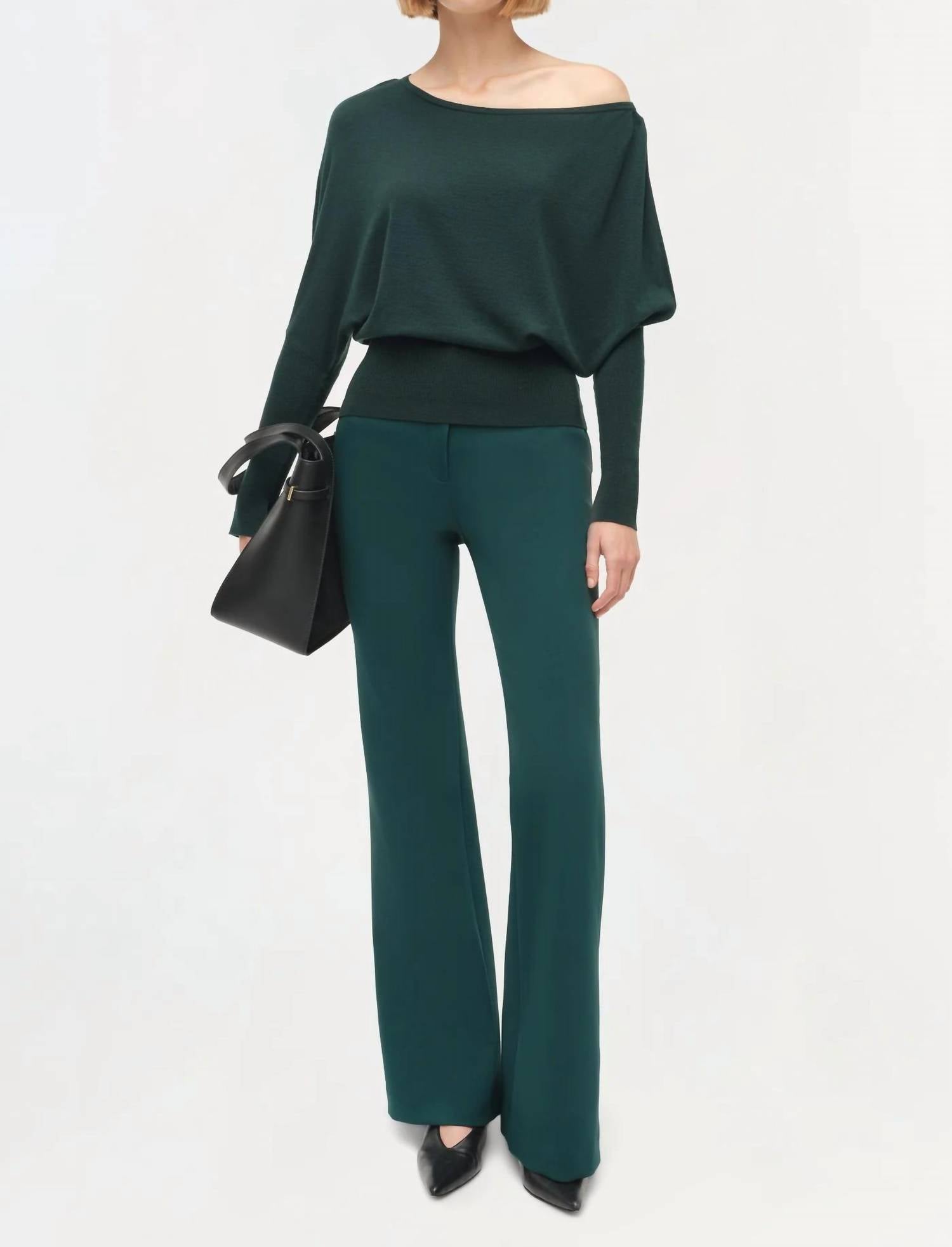 SIMKHAI Lavina Off Shoulder Sweater in emerald - women's sweater - view 5