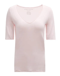 MAJESTIC FILATURES Soft Touch Elbow Sleeve V-neck Tee in petale - women's t-shirt - view 6