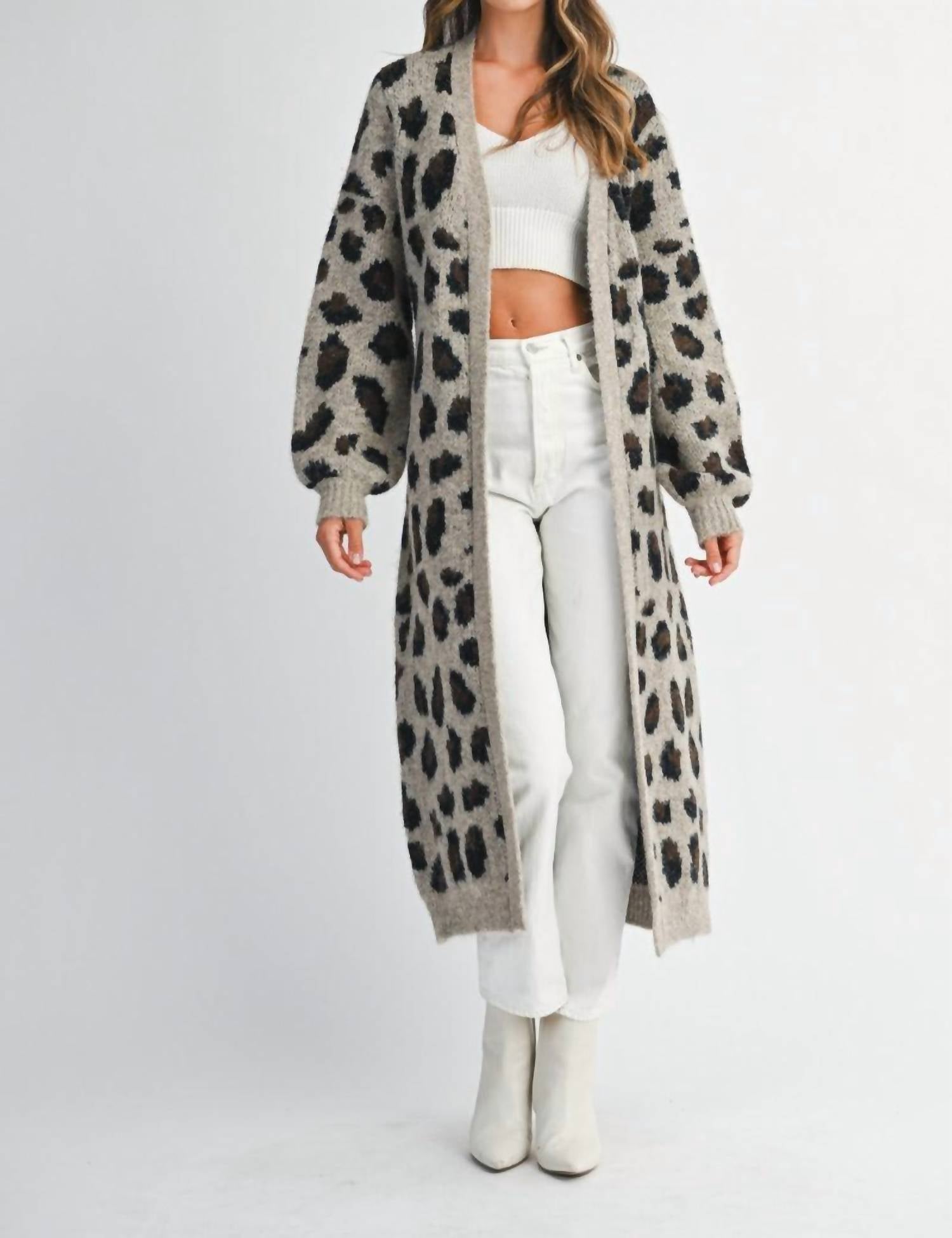 Mable - Jacquard Knit Cardigan With Belt