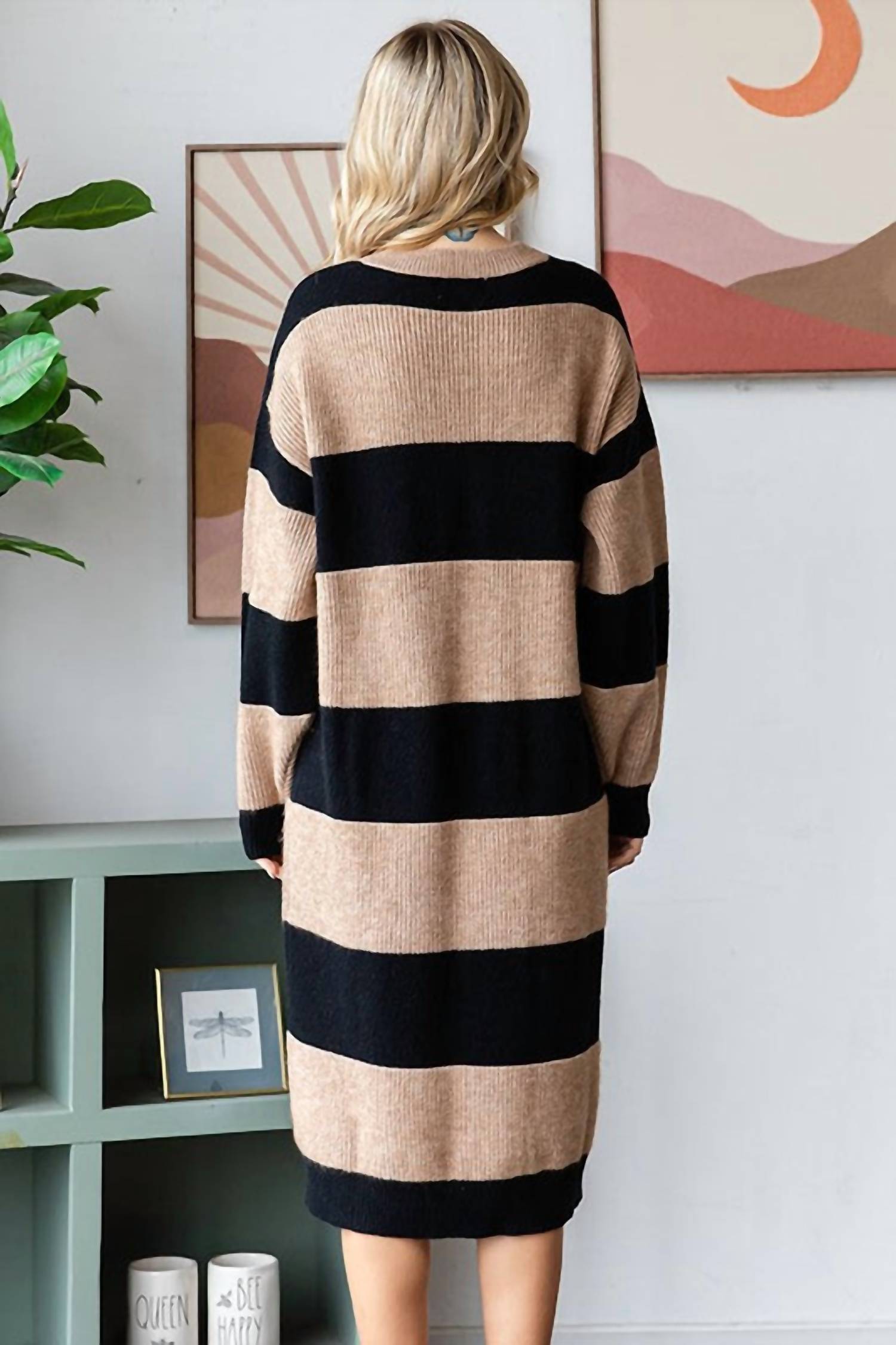 First Love - Striped Knit Sweater Dress