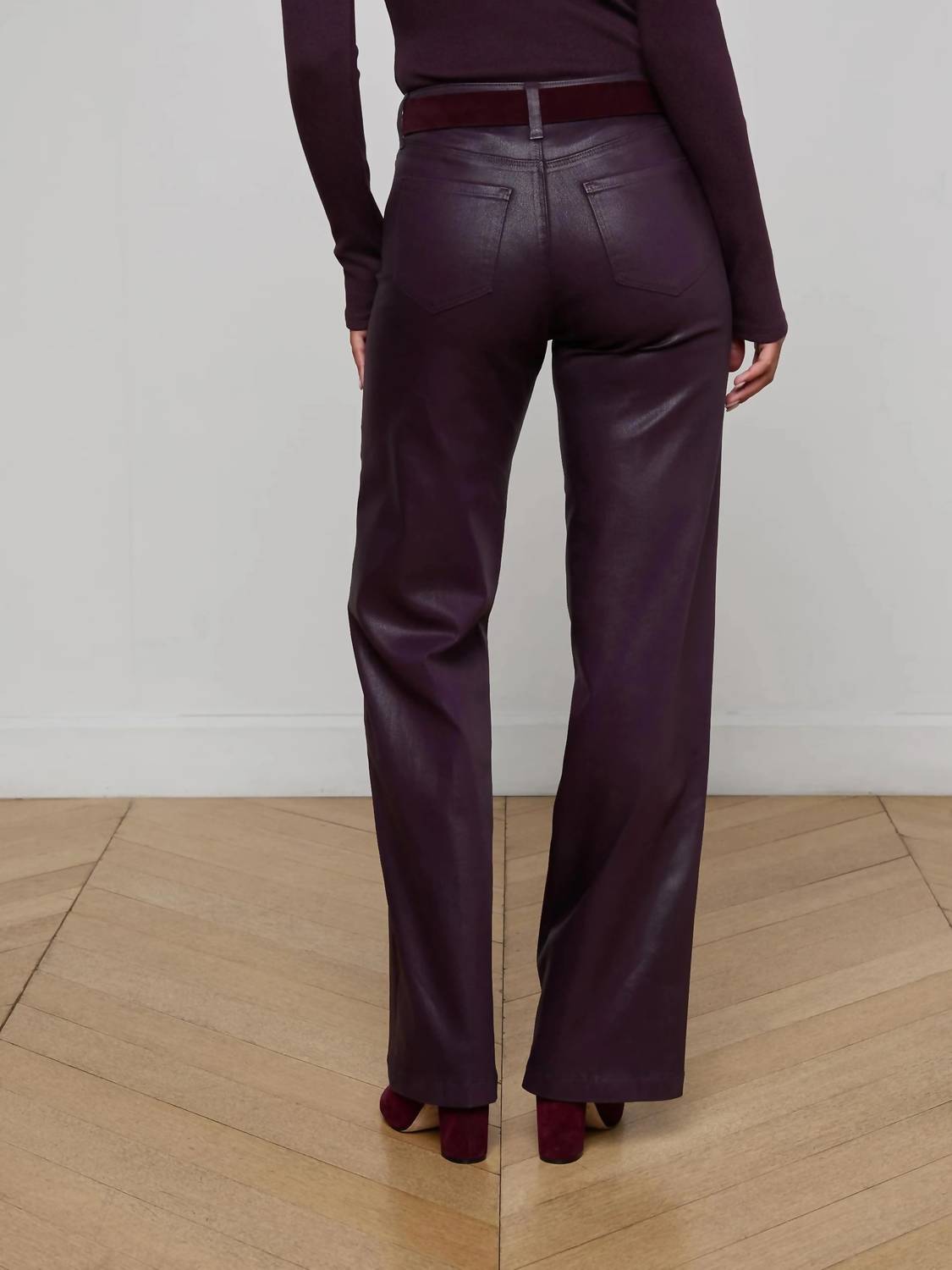 L'Agence - Scottie Coated Wide-leg Jean
