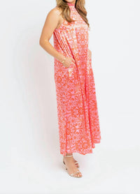 Karlie Dynasty Silky Floral Mock Neck Dress in pink - women's dress - alternate view