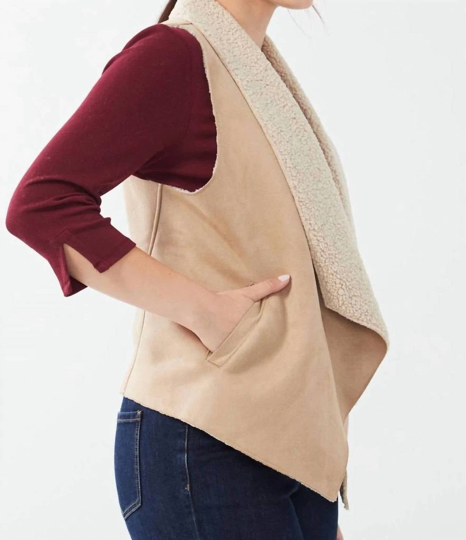 Fdj - Faux Suede Sherpa Lined Vest