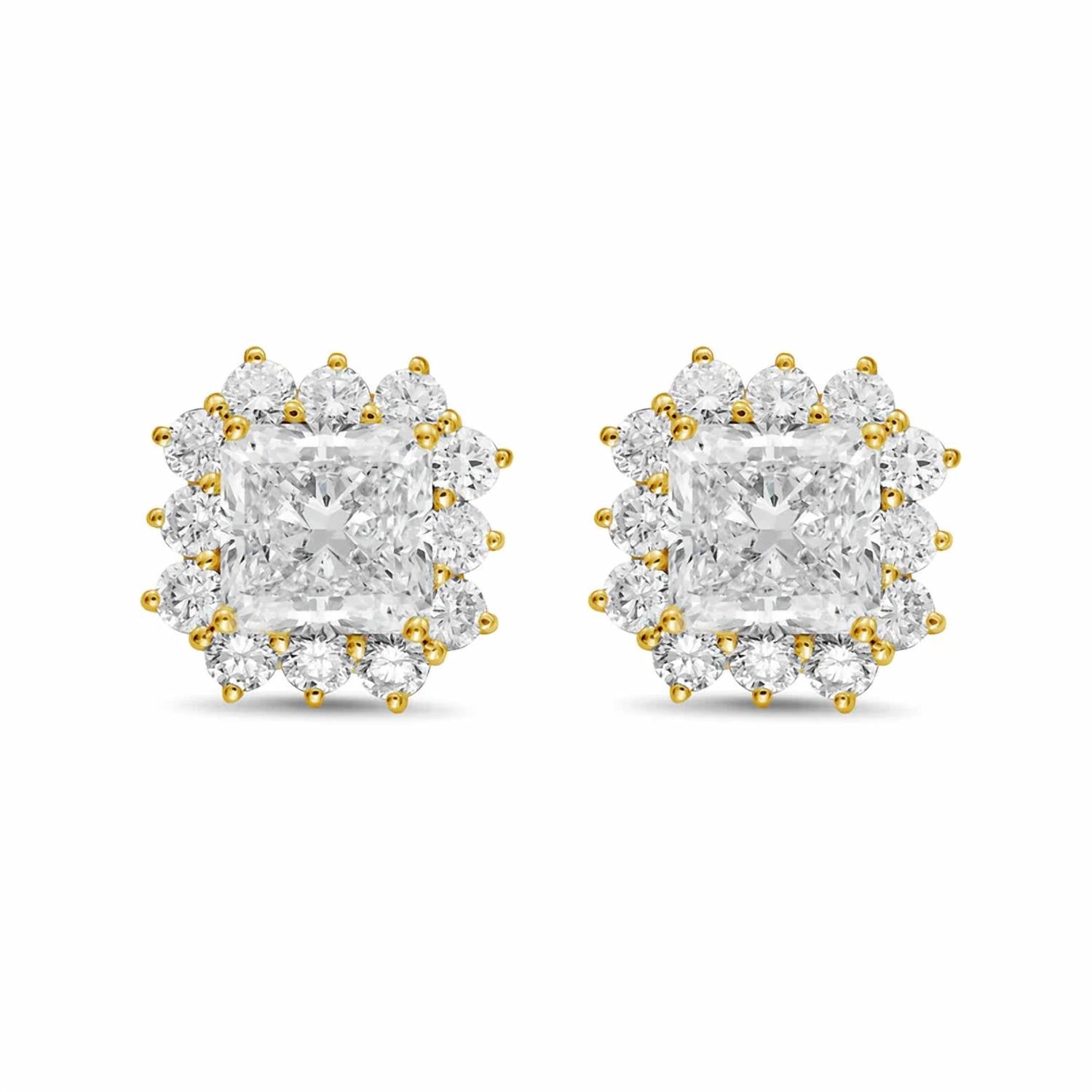 Diana M Jewels - Women's Radiant Lab-Grown Diamond Stud Earrings (8.00 Ct TCW) - Elegant Plus