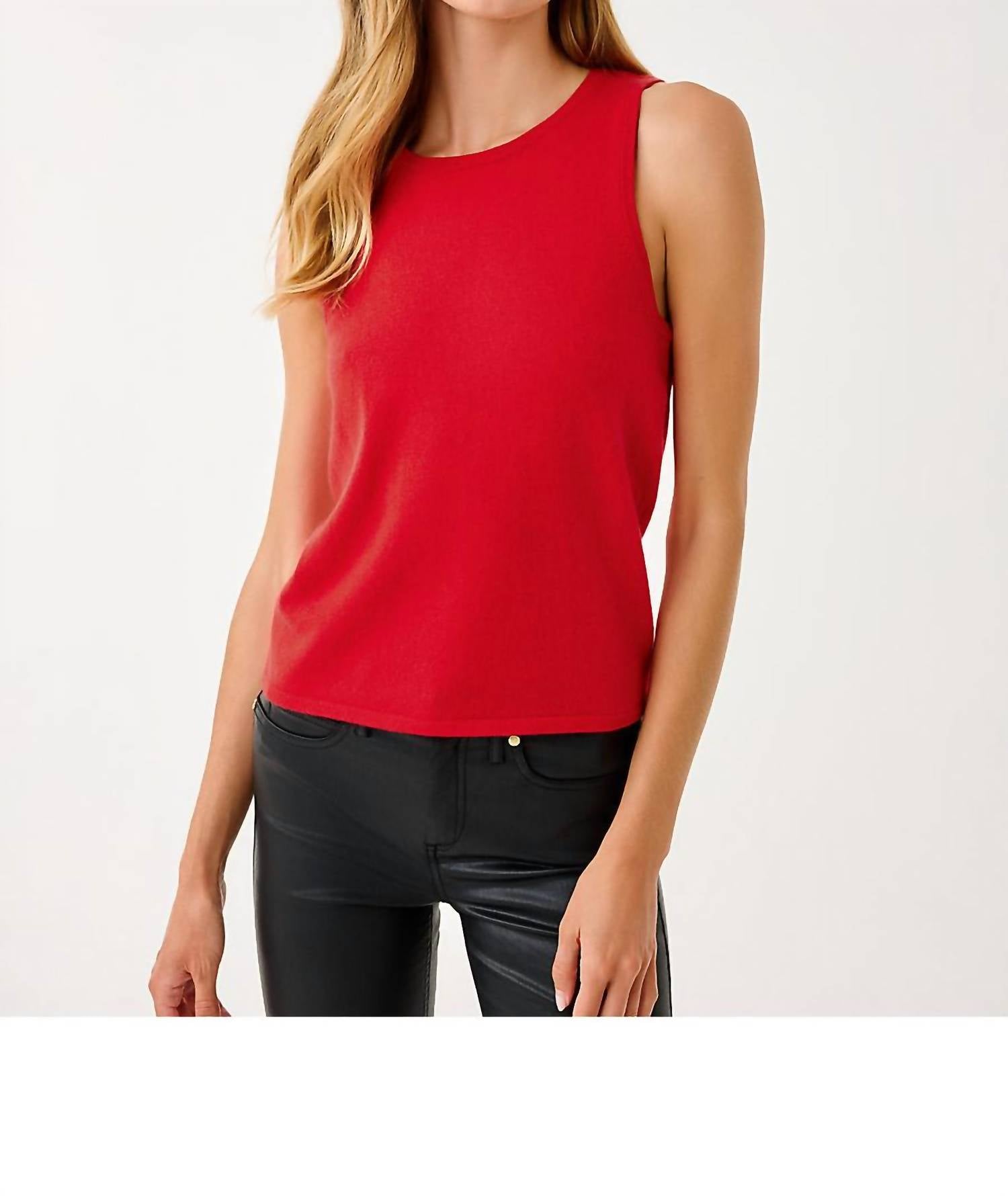 Lilly Pulitzer Harp Shell Sweater in cranberry red - women's tank top - detail view