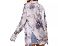 Ces Femme - Monica Tie Dye Print Boyfriend Satin Shirt and Matching Crop Top