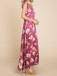 Emerald Collection - Floral Printed Scoop Neck Maxi Dress