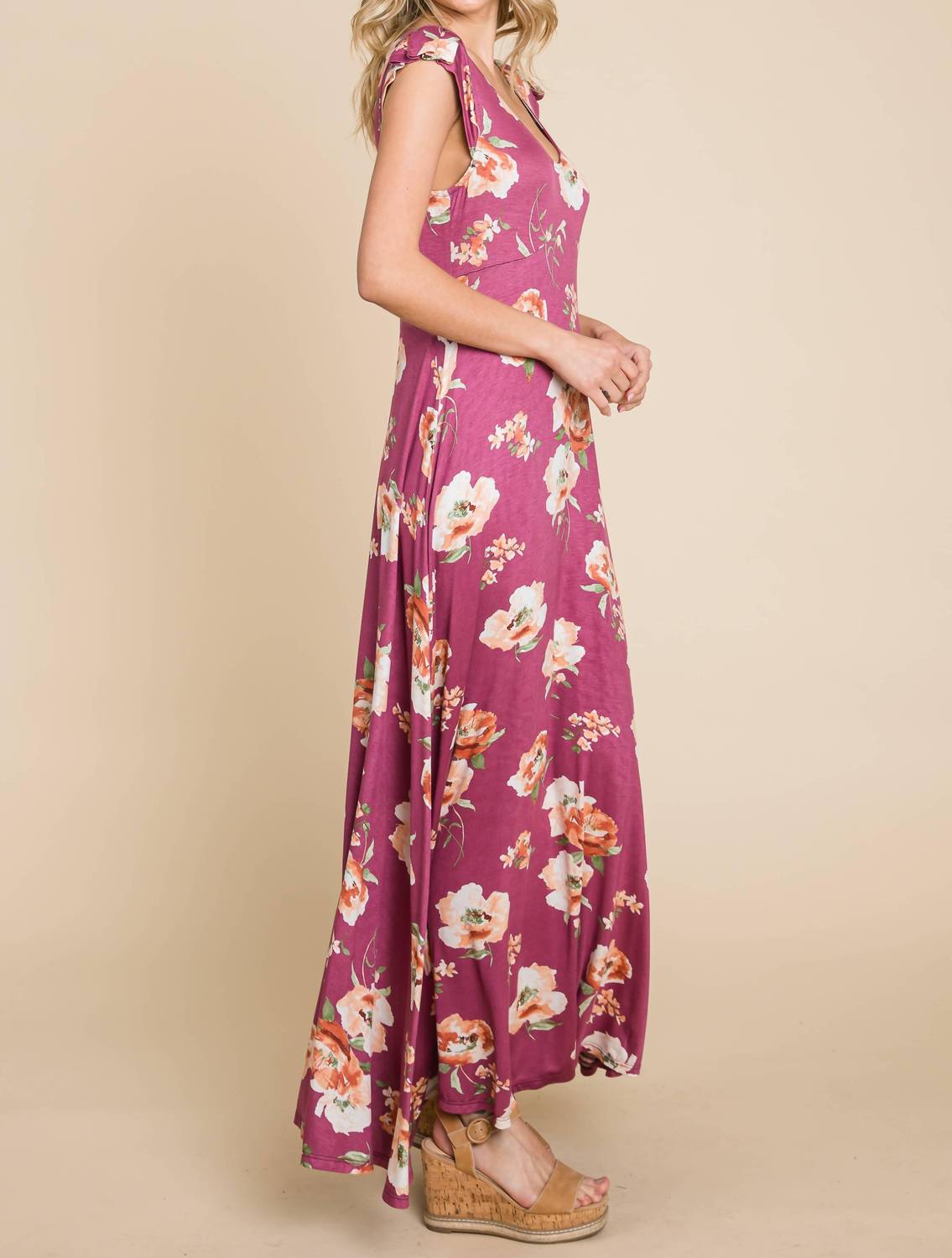 Emerald Collection - Floral Printed Scoop Neck Maxi Dress