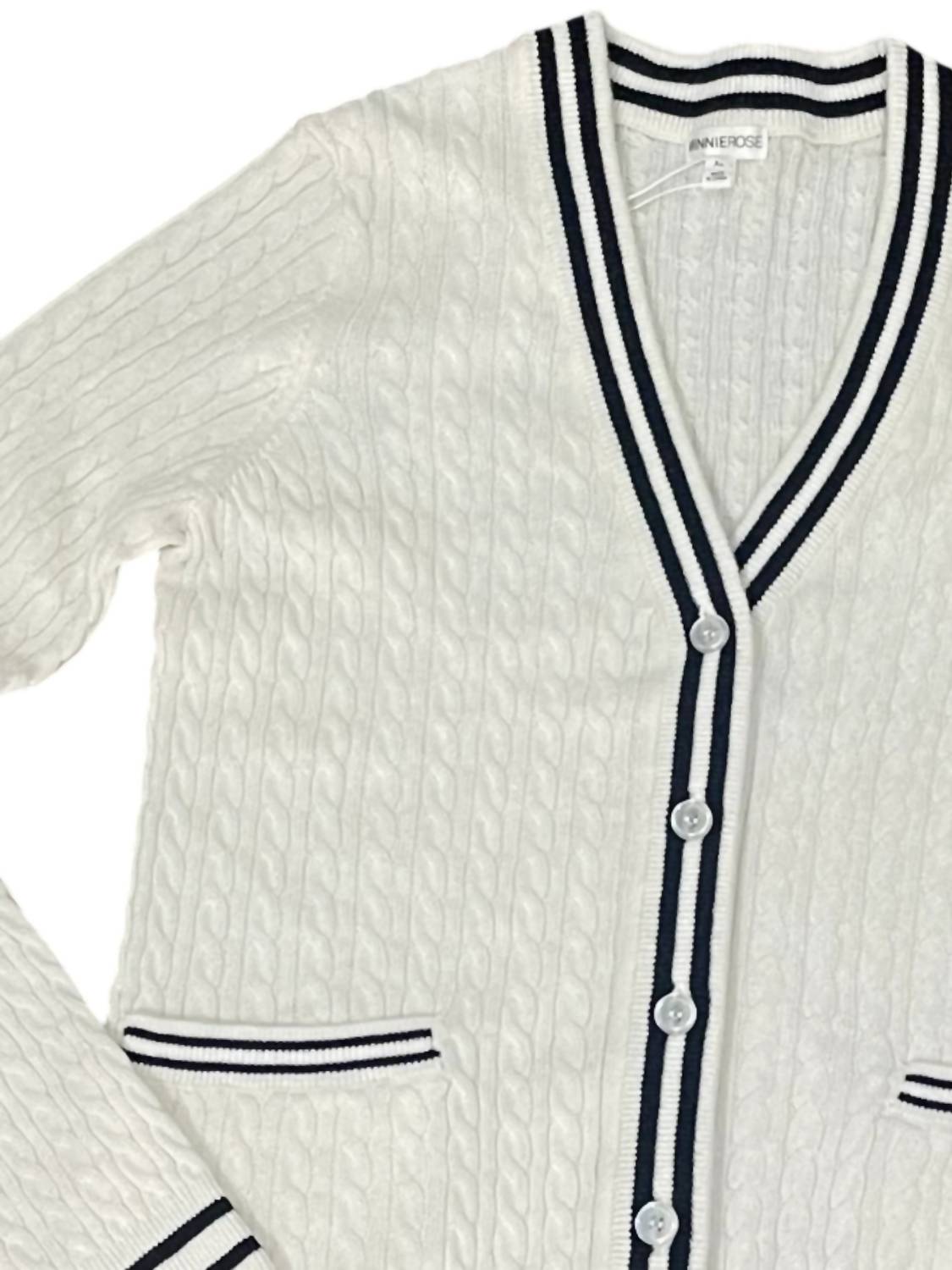 Minnie Rose - Women's Cotton Cashmere Cashmere Baby Cable Cardigan