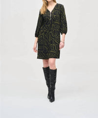 Joseph Ribkoff - Abstract Print Puff Sleeve Shift Dress