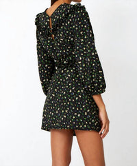 ROSEANNA Dylan Wave Mini Dress in noir floral - women's dress - detail view