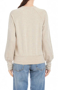 Fifteen Twenty Mara Henley Top in oatmeal - women's sweater - alternate view