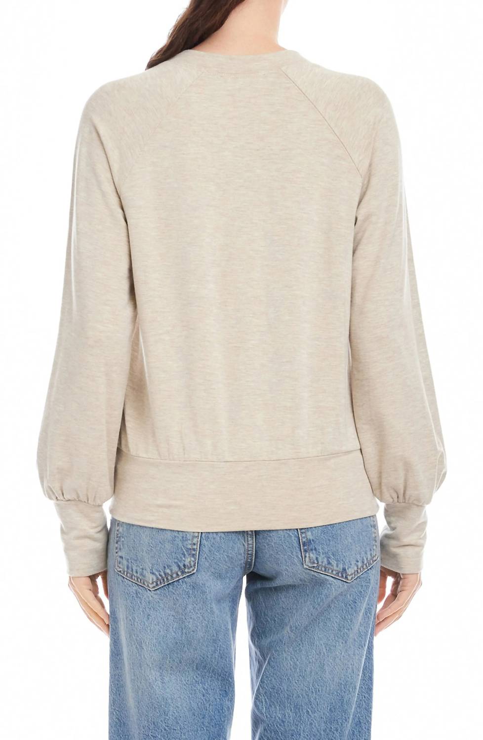 Fifteen Twenty Mara Henley Top in oatmeal - women's sweater - alternate view