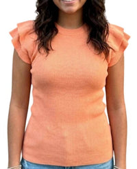 Fate - Ribbed Knit Flutter Sleeve Top