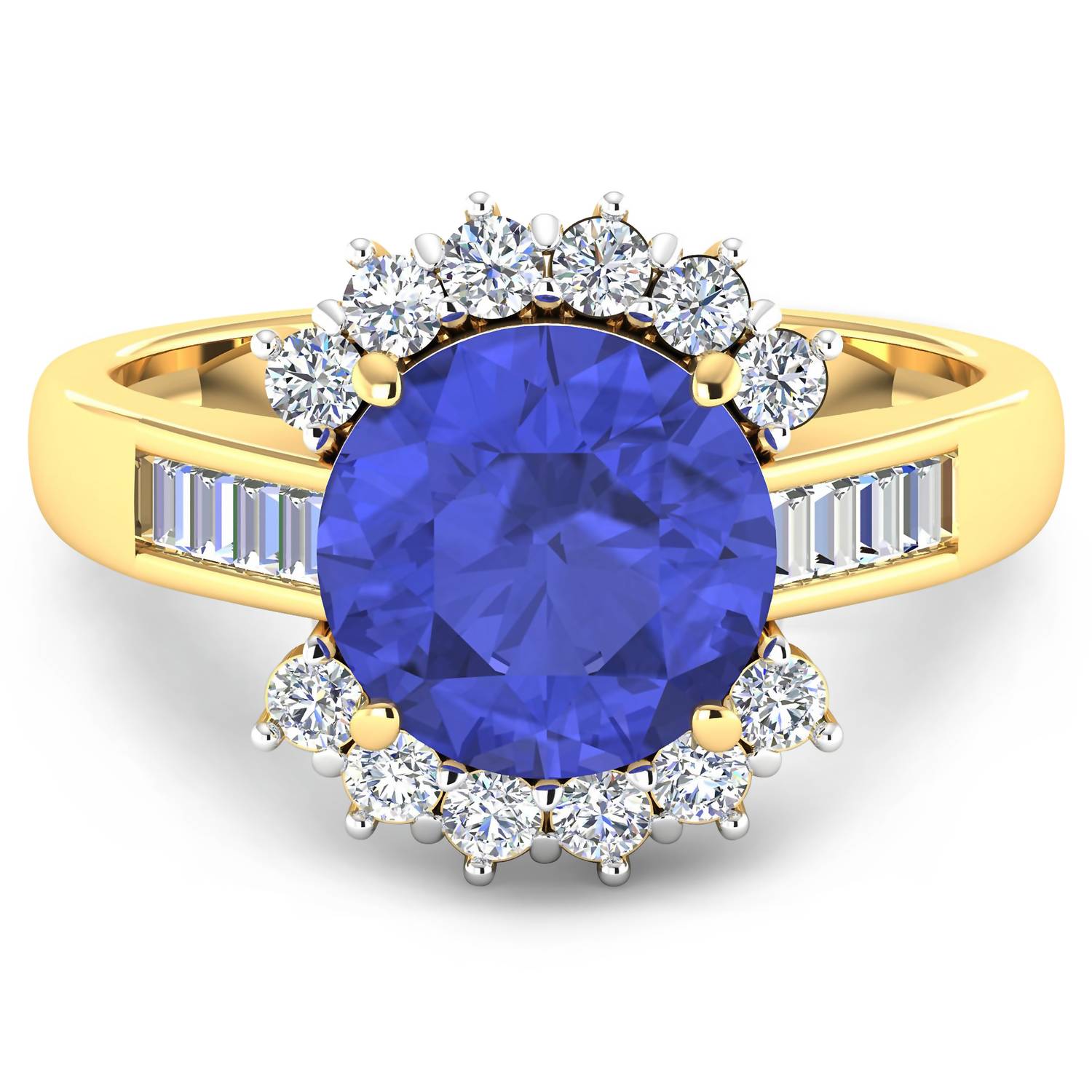 Diana M Jewels Women's Round Natural Tanzanite Fashion Ring (3.48 Ct) - Signature Plus in 14k yellow gold - women's jewelry