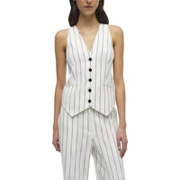 SIMKHAI Sabina Button-front Vest in midnight stripe - women's jacket