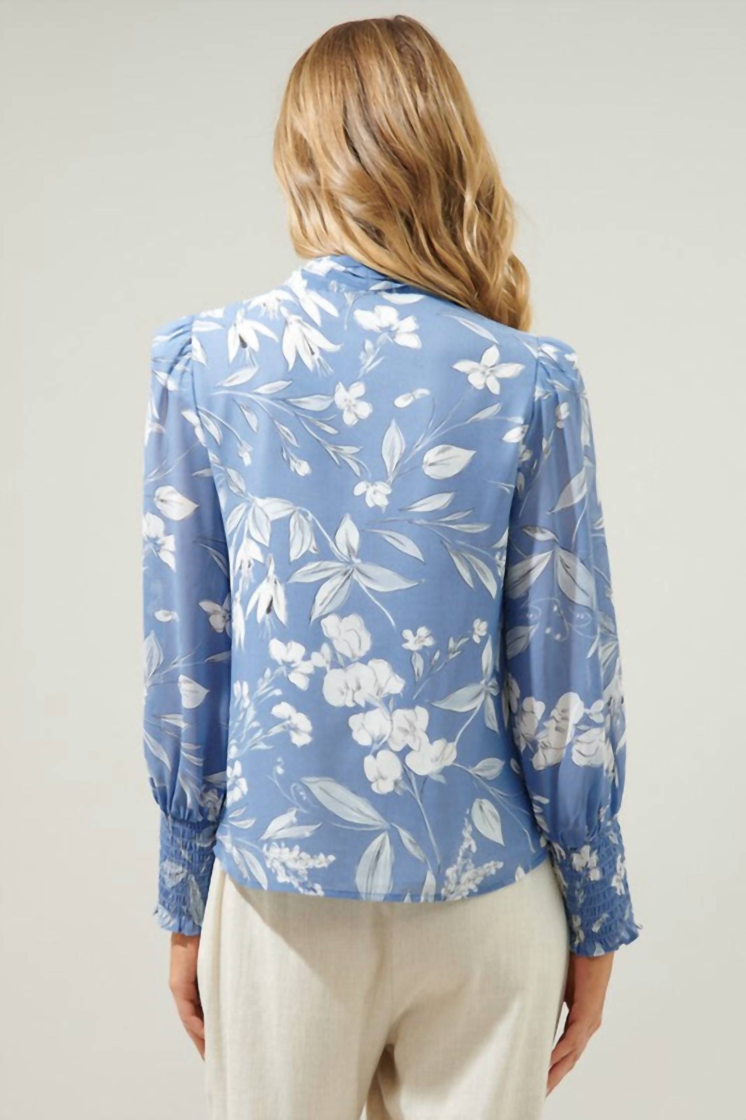 Sugarlips - Tie Neck Long Sleeve Blouse