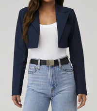 Good American - Stripe Ponte Super Crop Blazer