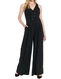 London Times - Bow-Accent Sleeveless Wide-Leg Jumpsuit