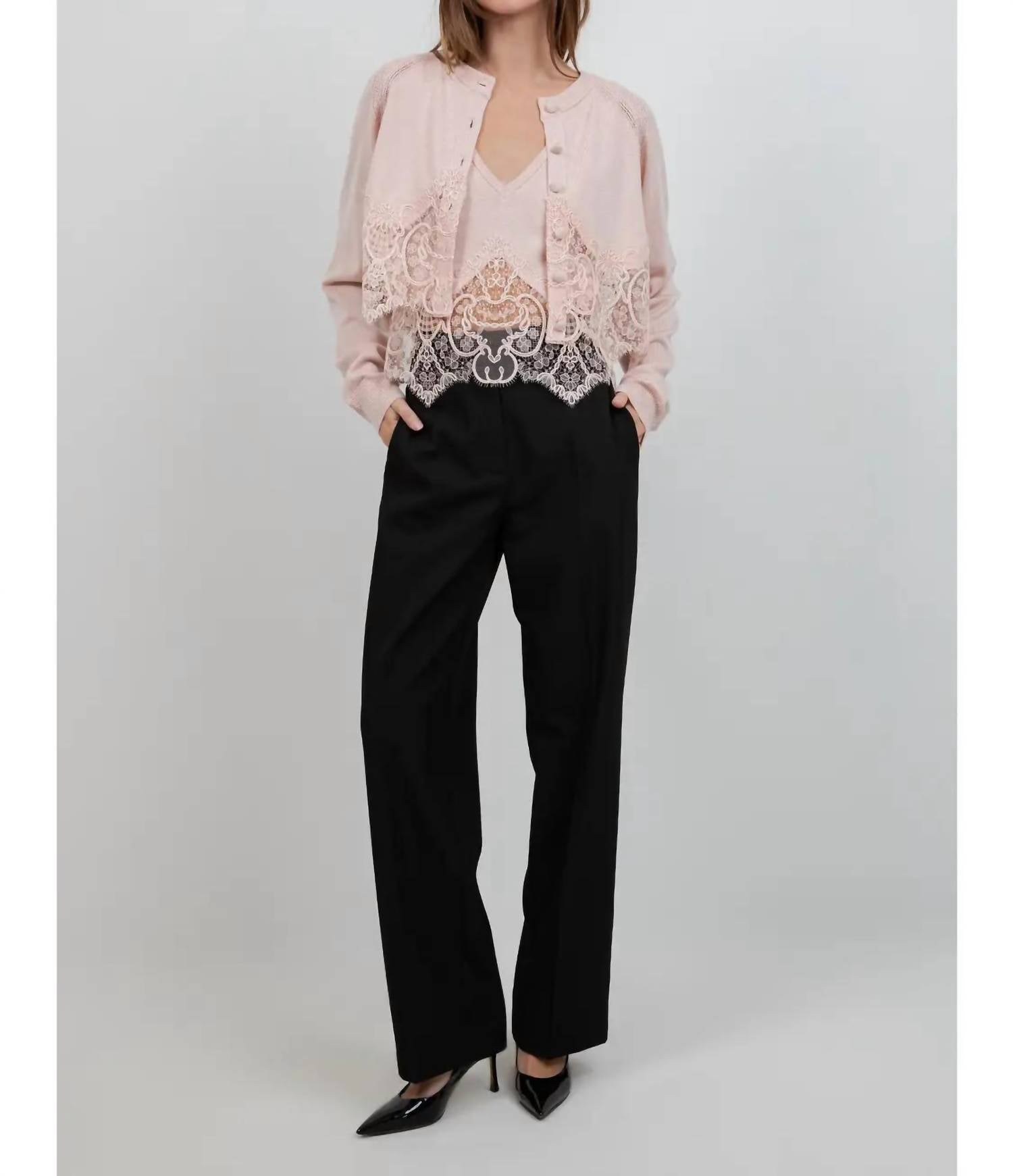 Whiteroom+Cactus - Knitted Sweater with Lace Edge Detailing