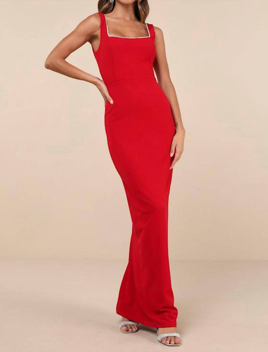 Lulus - Timeless Poise Rhinestone Squareneck Dress