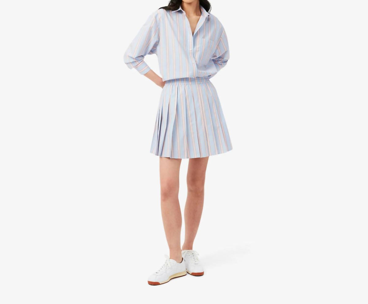 Lacoste - Poplin Short Striped Pleated Skirt