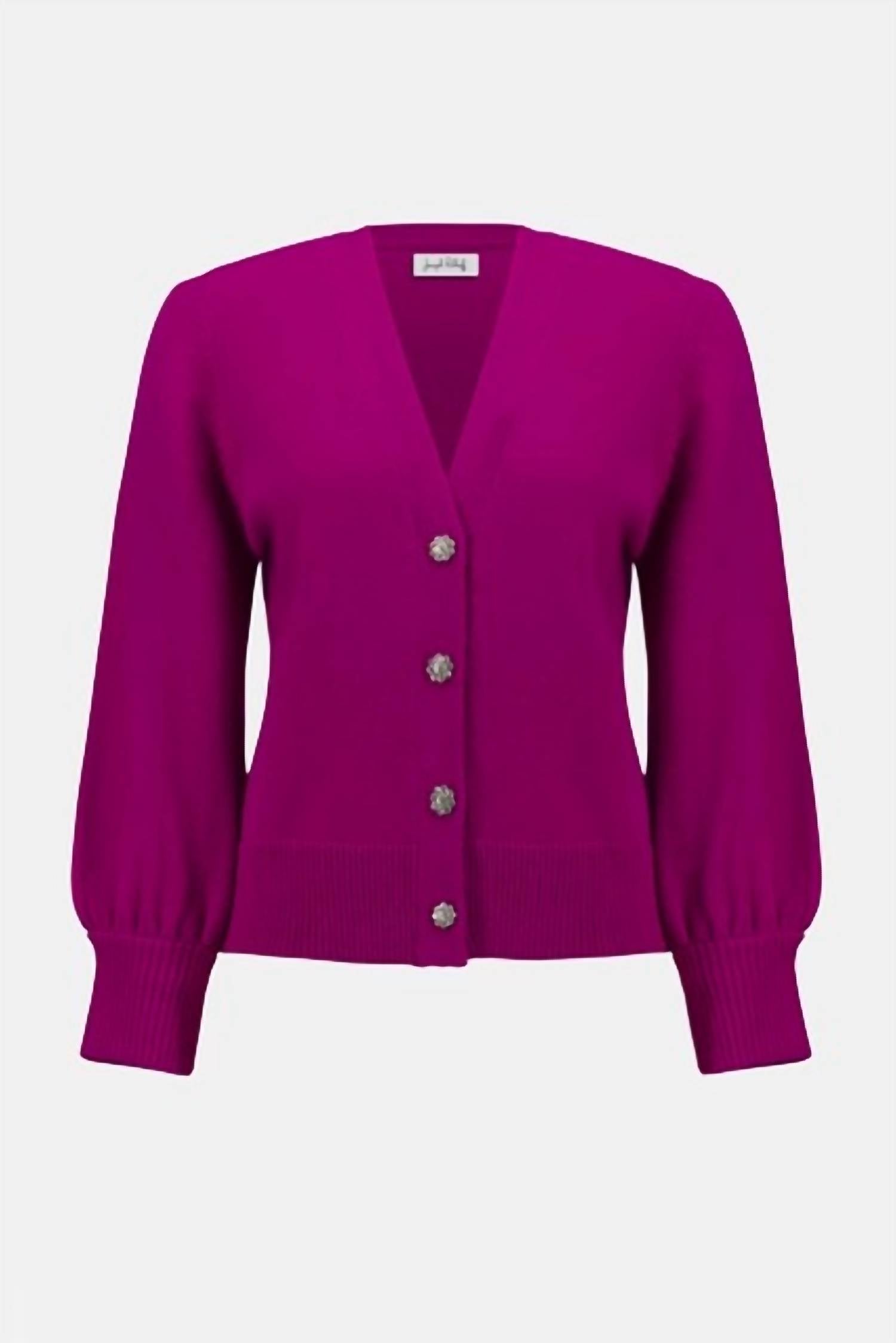 Joseph Ribkoff - V-neck Puff-sleeve Blouse