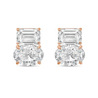 Diana M Jewels - Women's Emerald & Oval Lab-grown Diamond Stud Earrings (10.00 Tcw) - Bold
