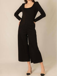 P.CILL Butter Modal Fitted Long Sleeve Jumpsuit in black - women's pants - alternate view