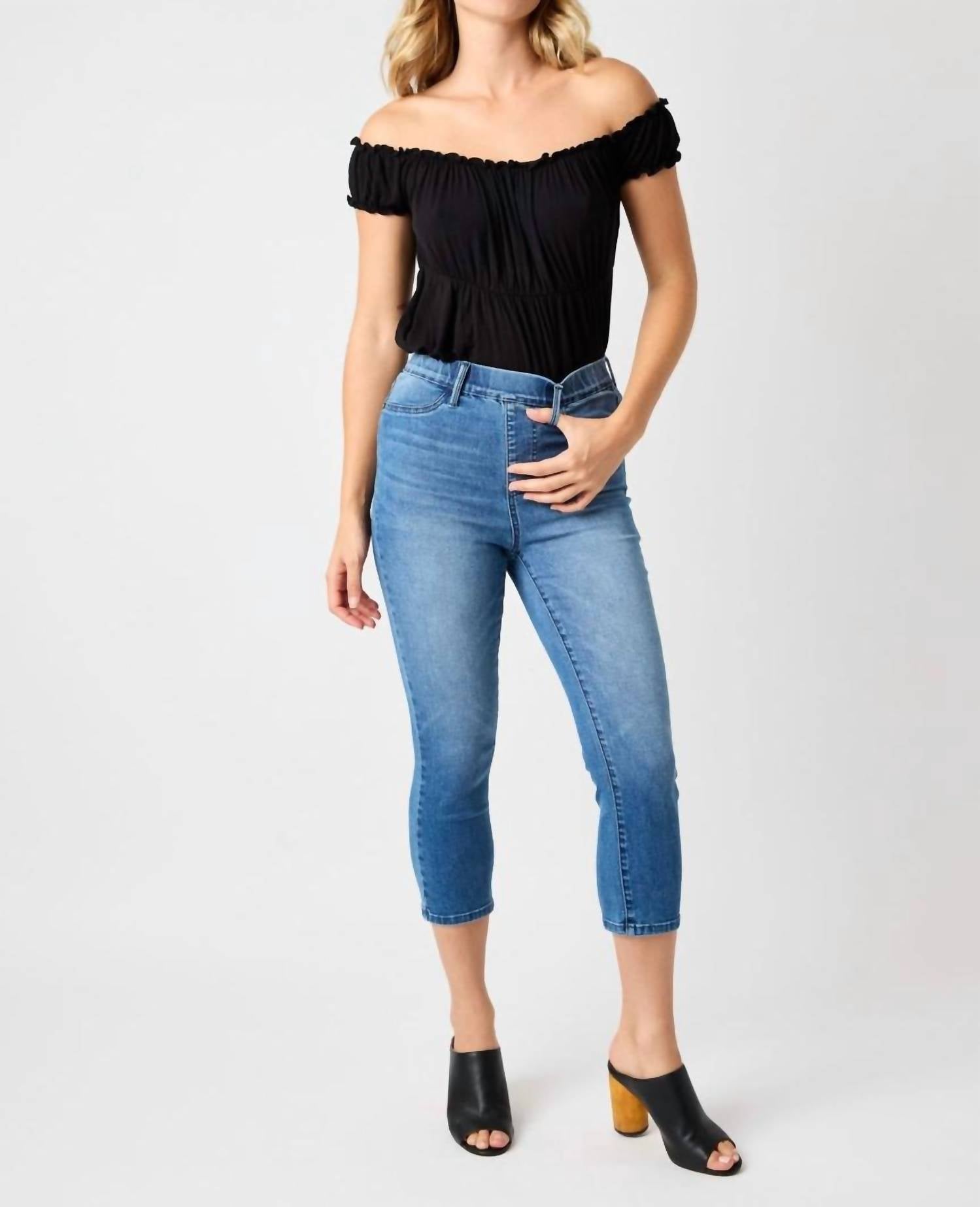 Judy Blue - High Waist Cool Denim Pull On Capris Pants
