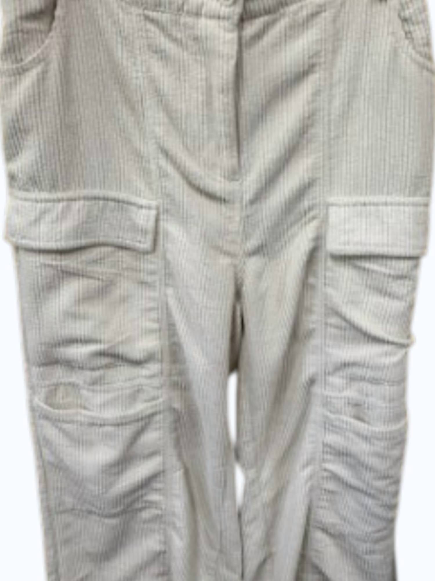 Hunter & Brown Women's Cargo Corduroy Pant - Plus in cream - women's pants - detail view