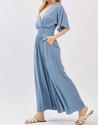 Final Touch - The Summer Muse Gauze Smocked Waist Jumpsuit