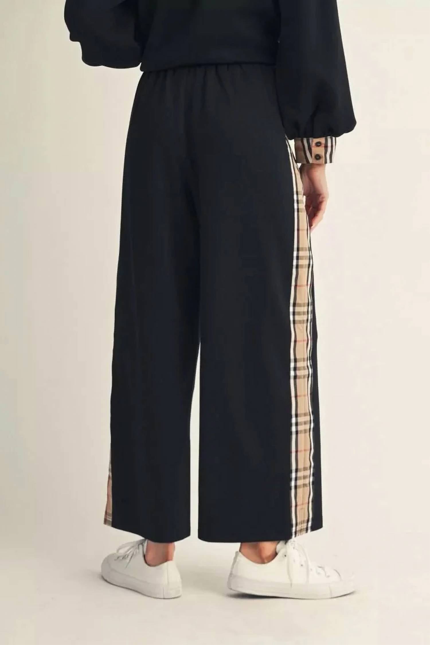 Jodifl - Side Plaid Accent Wide Leg Sweatpants