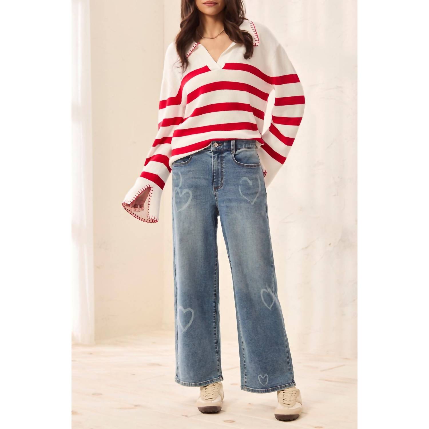 Tribal - Sophia Printed Super Straight Ankle Jeans